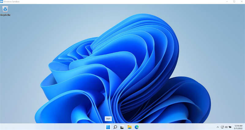 Giao diện Windows Sandbox Giao diện Windows Sandbox