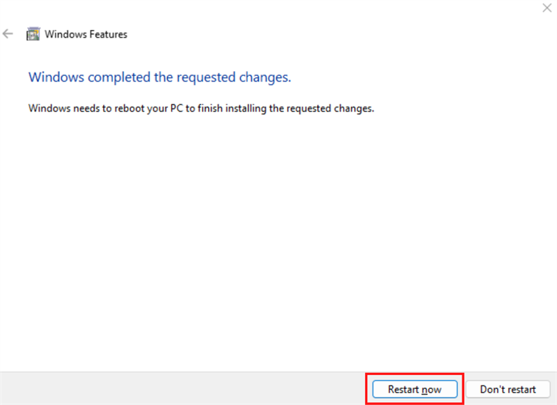 Nhấn vào nút Restart now để khởi động lại máy tính của bạn. Nhấn vào nút Restart now để khởi động lại máy tính của bạn.