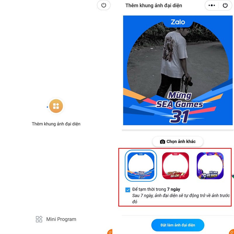 Cách thêm khung ảnh Sea Game 31 trong Zalo Cách thêm khung ảnh Sea Game 31 trong Zalo