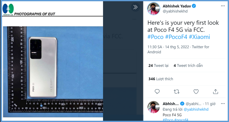 POCO F4 5G lần đầu lộ ảnh thực tế trên FCC