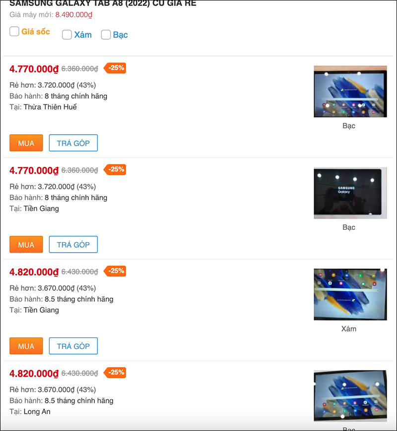 Giảm sốc đến 25% cho 3 chiếc tablet samsung cũ dưới 5 triệu, mua ngay