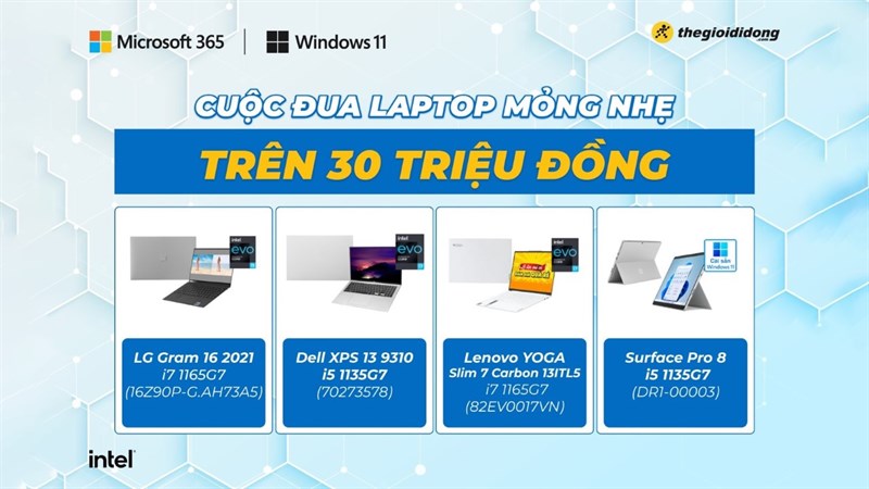 Cuộc đua laptop mỏng nhẹ trong phân khúc 30 triệu đồng, ai sẽ giành ngôi vị quán quân?