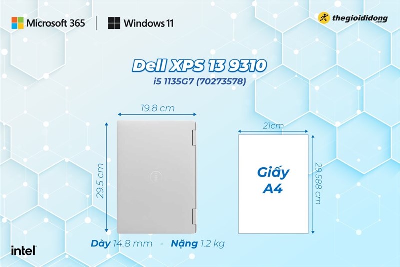 Nặng 1.2 kg - Dell XPS 13 9310 i5 (70273578)