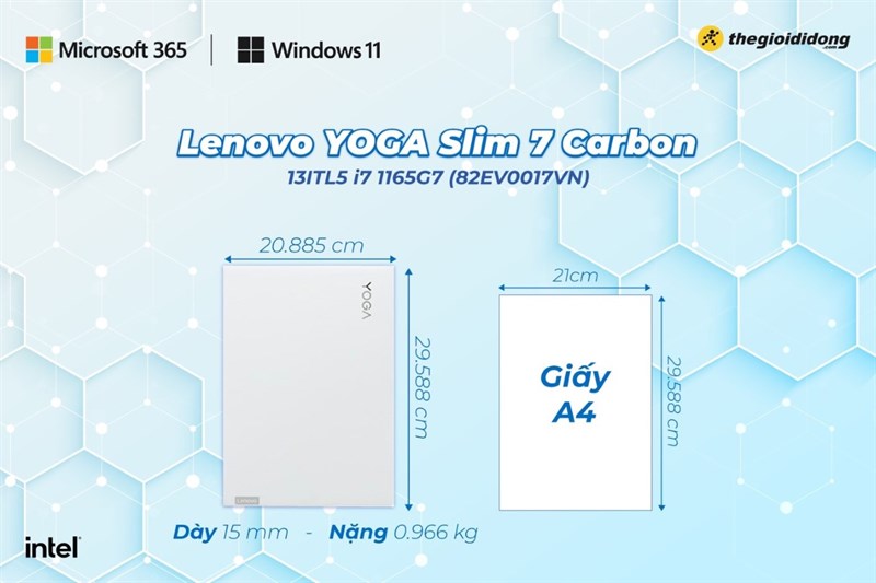 Nặng 0.966 KG - Lenovo YOGA Slim 7 Carbon 13ITL5 i7 1165G7 (82EV0017VN)