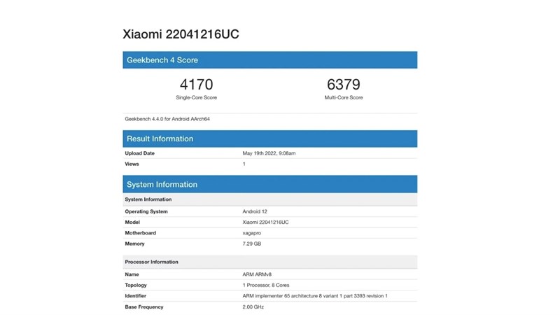 Điểm số Geekbench 5 của Dimensity 8100 trên Redmi Note 11T Pro+ xuất hiện trên trang Gizmochina