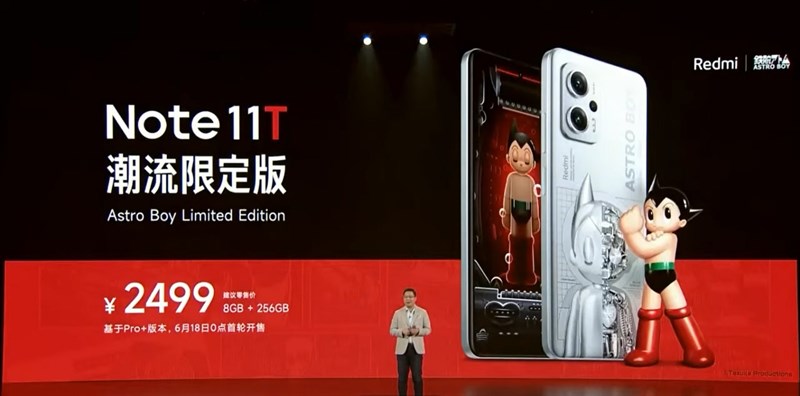 Giá bán của Redmi Note 11T Pro+ Astro Boy Limited Edition được công bố tại sự kiện ra mắt sản phẩm