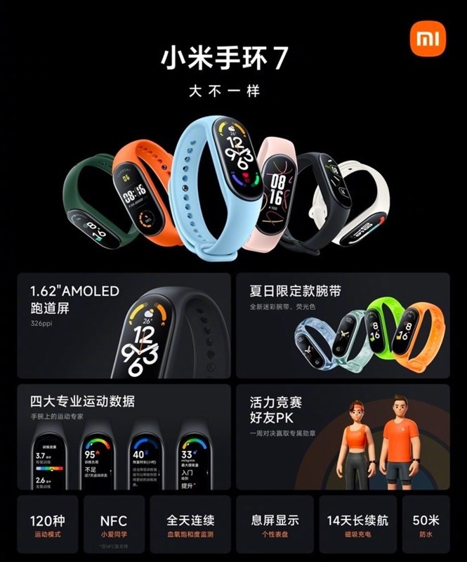 Xiaomi Band 7 ra mắt với màn hình AMOLED 1.62 inch, 120 chế độ thể thao