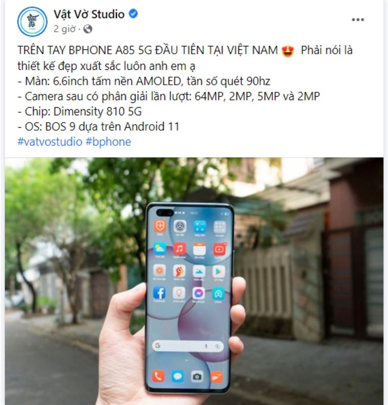 Kênh Vật Vờ Studio đã đăng tải những hình ảnh của Bphone A85 đầu tiên tại Việt Nam