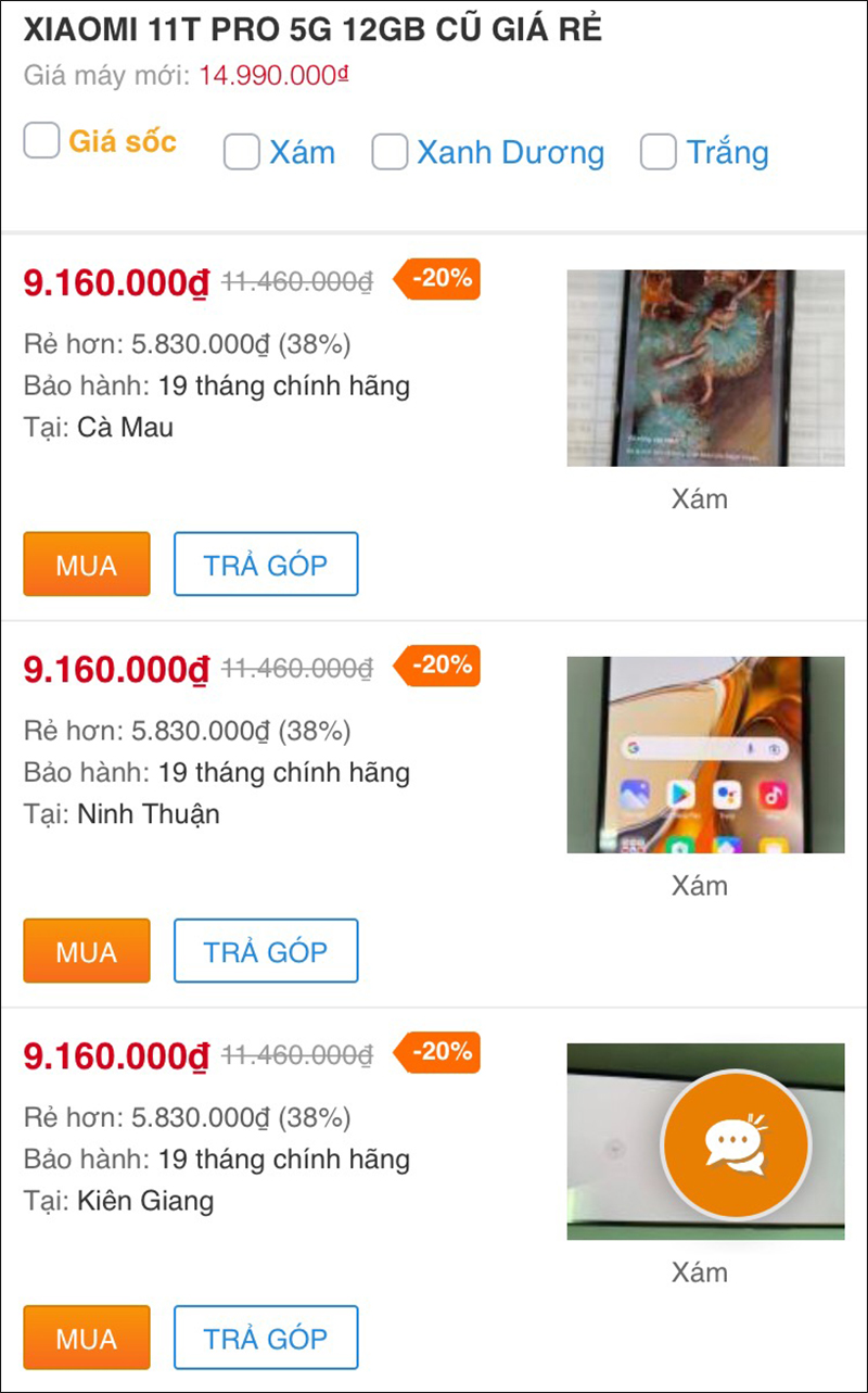 Xiaomi 11T Pro 5G 12GB cũ