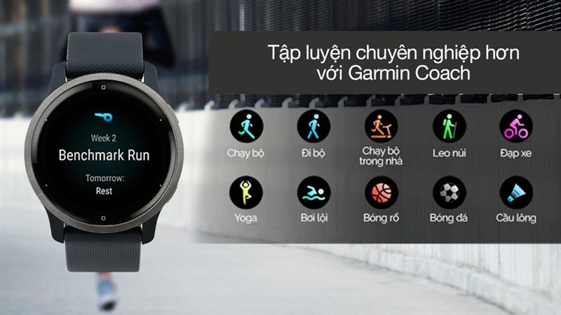 Garmin Venu 2 có đa dạng các chế độ luyện tập và trợ lý ảo Garmin Coach Garmin Venu 2 có đa dạng các chế độ luyện tập và trợ lý ảo Garmin Coach