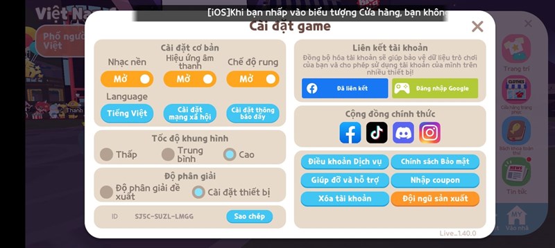 Thiết lập đồ họa game Play Together trên Realme Narzo 50