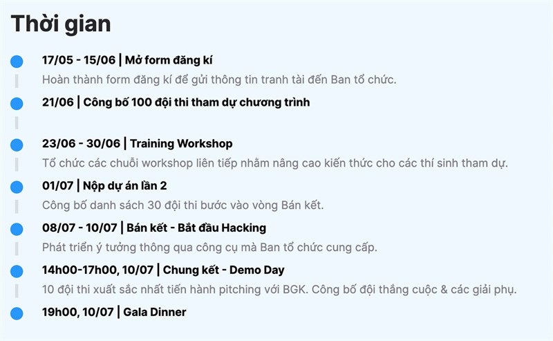 Các mốc thời gian Tiki Hacking Trail 2022