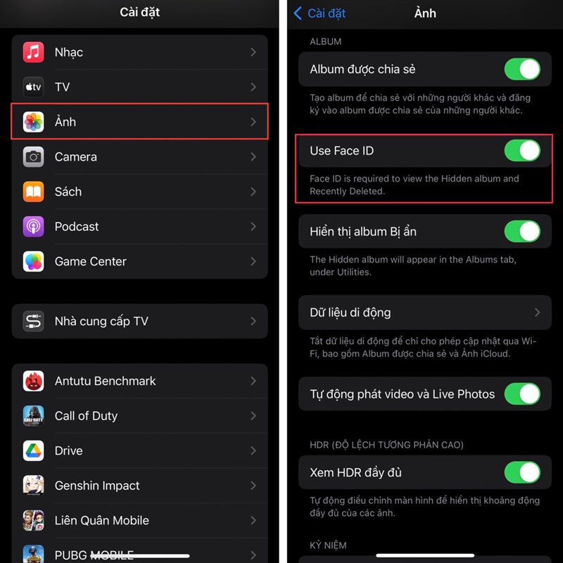 Cách khoá album ảnh bằng Face ID trên iPhone Cách khoá album ảnh bằng Face ID trên iPhone