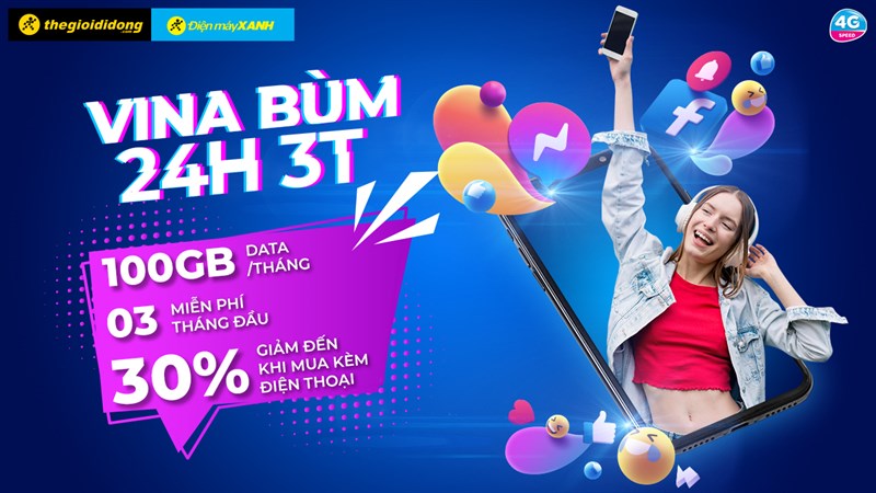 Sim Bùm 24h 3T – Data siêu thả ga, không cần đóng cước cực kì hấp dẫn