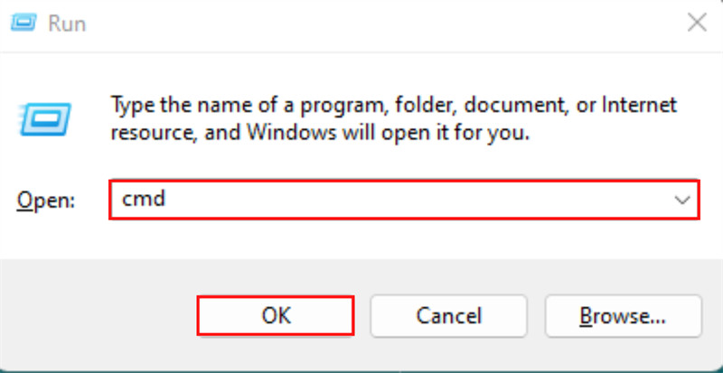 Nhấn tổ hợp phím Windows + R. Rồi hãy gõ vào cụm từ cmd và nhấn OK. Nhấn tổ hợp phím Windows + R. Rồi hãy gõ vào cụm từ cmd và nhấn OK.