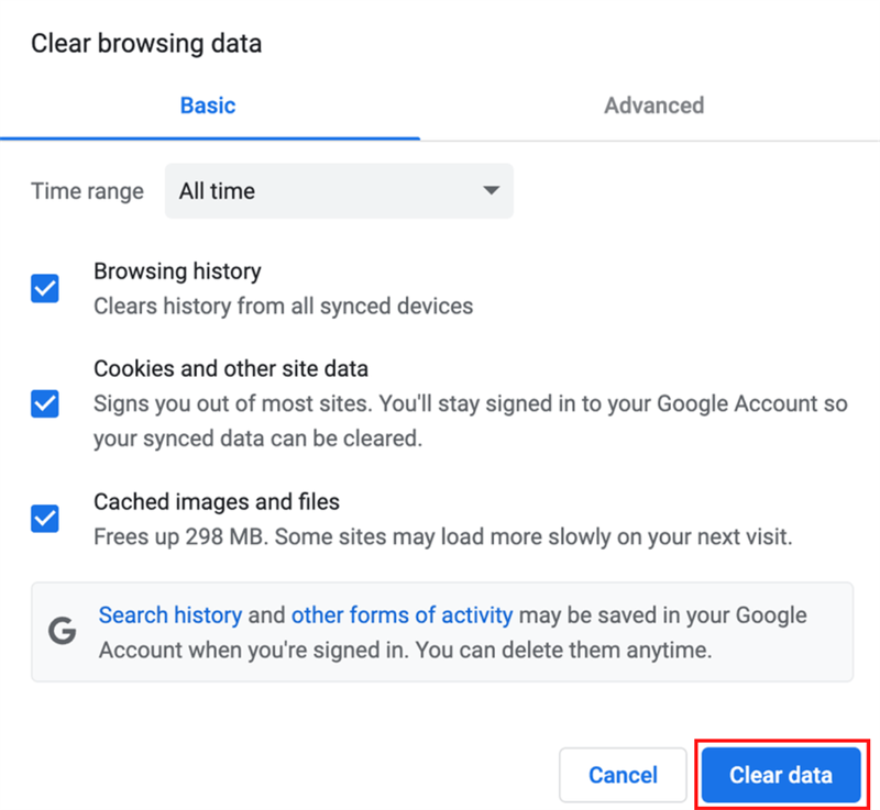 Nhấn vào nút Clear Data để xóa dữ liệu. Nhấn vào nút Clear Data để xóa dữ liệu.