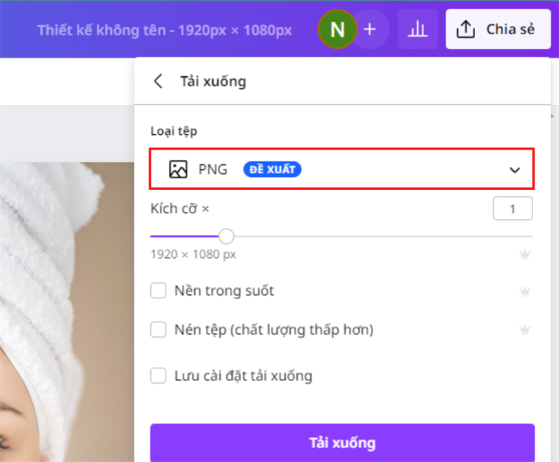 Nhấn vào phần Loại tệp.