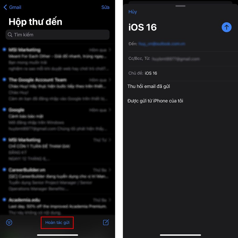 Cách thu hồi email đã gửi trên iPhone