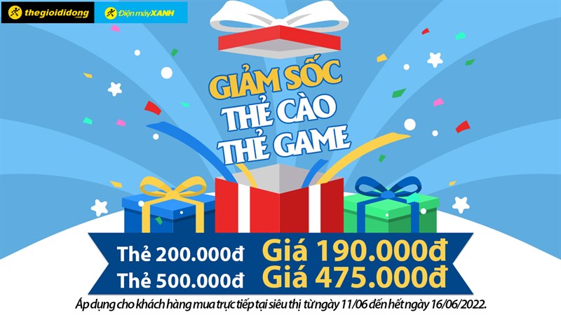 Mua thẻ cào, thẻ game tại Thế Giới Di Động được giảm sốc, nạp ngay!