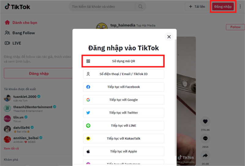 Hướng dẫn cách đăng nhập TikTok bằng mã QR không cần mật khẩu Hướng dẫn cách đăng nhập TikTok bằng mã QR không cần mật khẩu