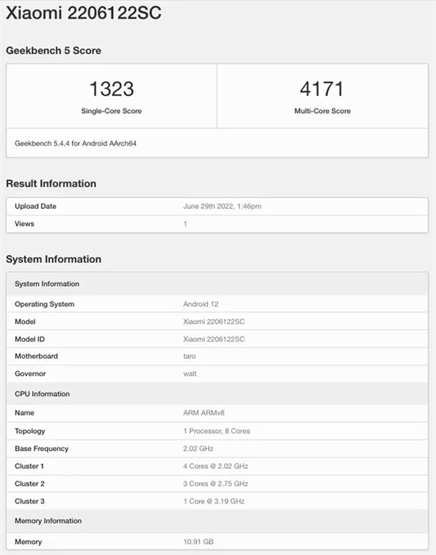 Xiaomi 12S Pro xuất hiện trên Geekbench với điểm số khủng