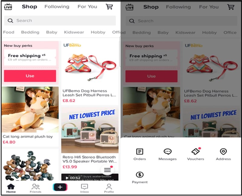 Hình ảnh tab Shop trên TikTok