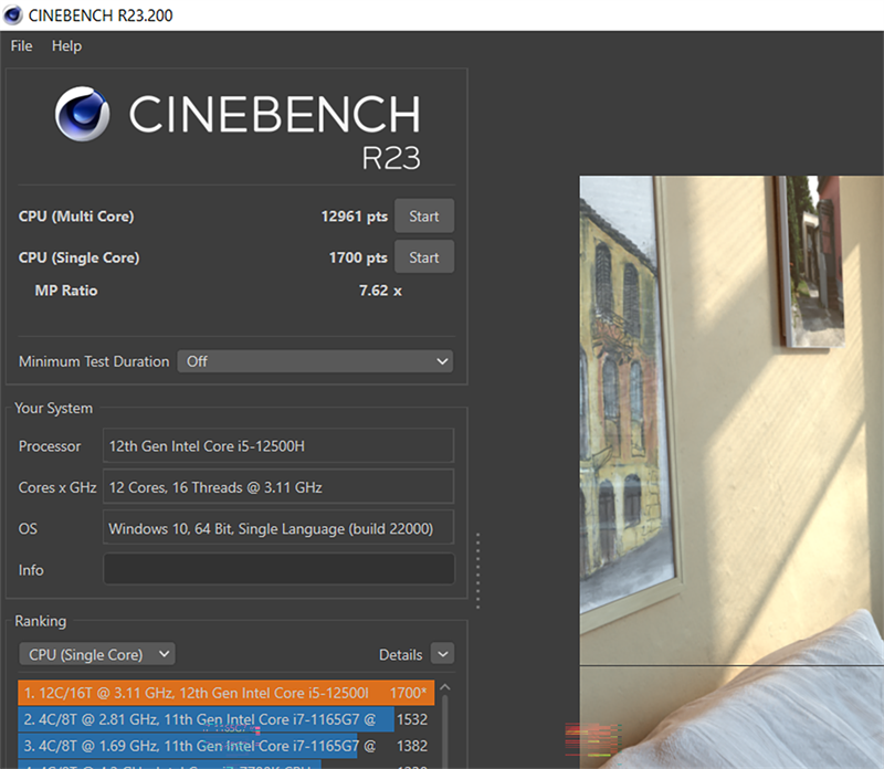 Điểm Cinebench R23 của Lenovo IdeaPad Gaming 3 15IAH7.