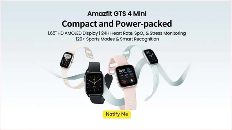 Amazfit GTS 4 Mini sẽ sớm ra mắt với các tính năng và màu sắc ấn tượng Amazfit GTS 4 Mini sẽ sớm ra mắt với các tính năng và màu sắc ấn tượng