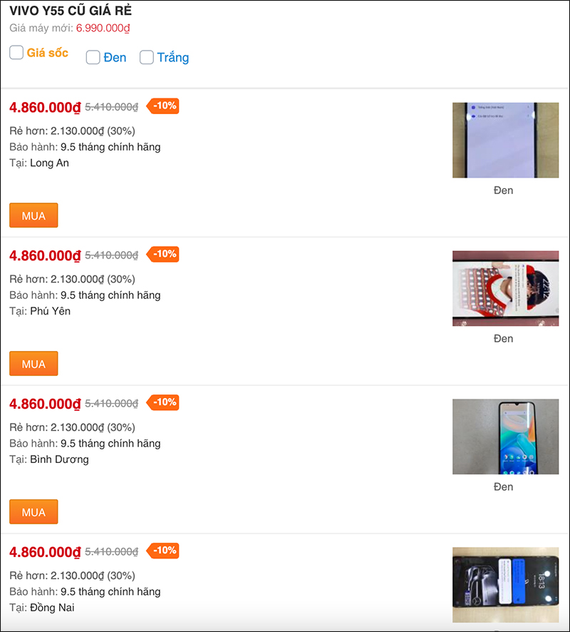Giá Vivo Y55 cũ hiện tại Giá Vivo Y55 cũ hiện tại