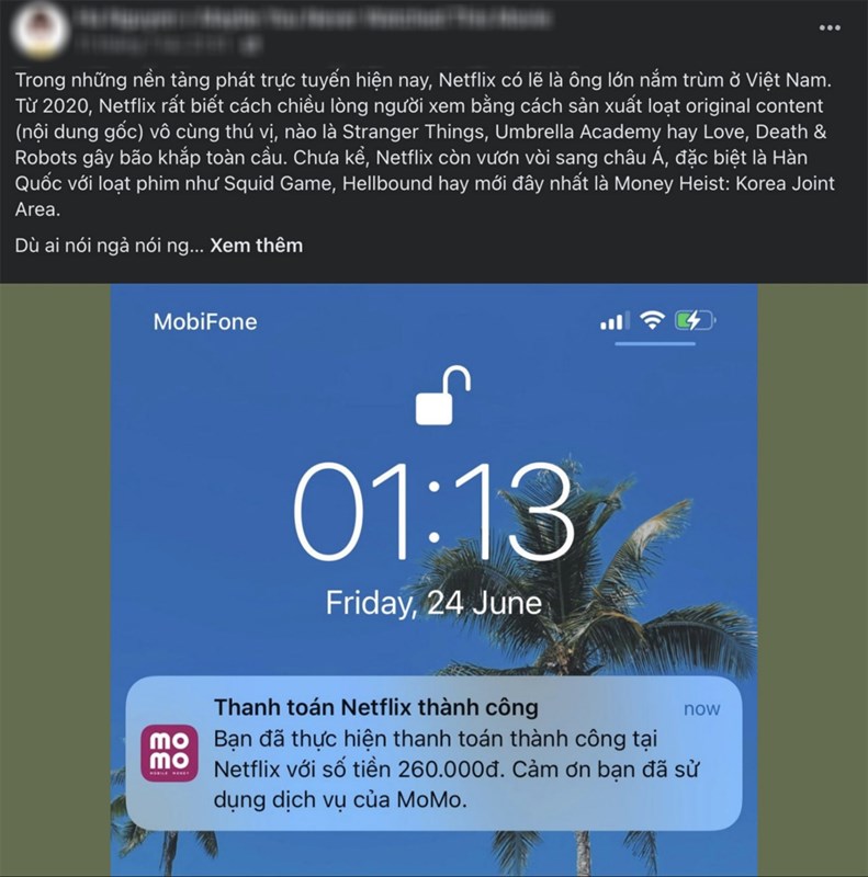 Người dùng Facebook thanh toán Netflix qua MoMo Người dùng Facebook thanh toán Netflix qua MoMo