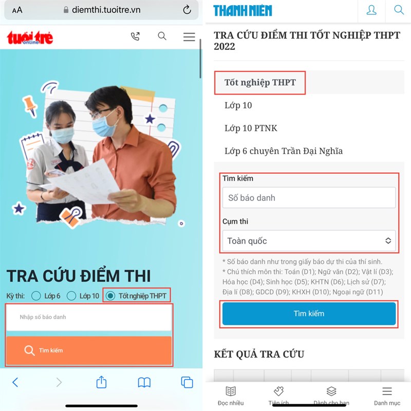 Cách tra cứu điểm thi tốt nghiệp THPT quốc gia năm 2022 Cách tra cứu điểm thi tốt nghiệp THPT quốc gia năm 2022