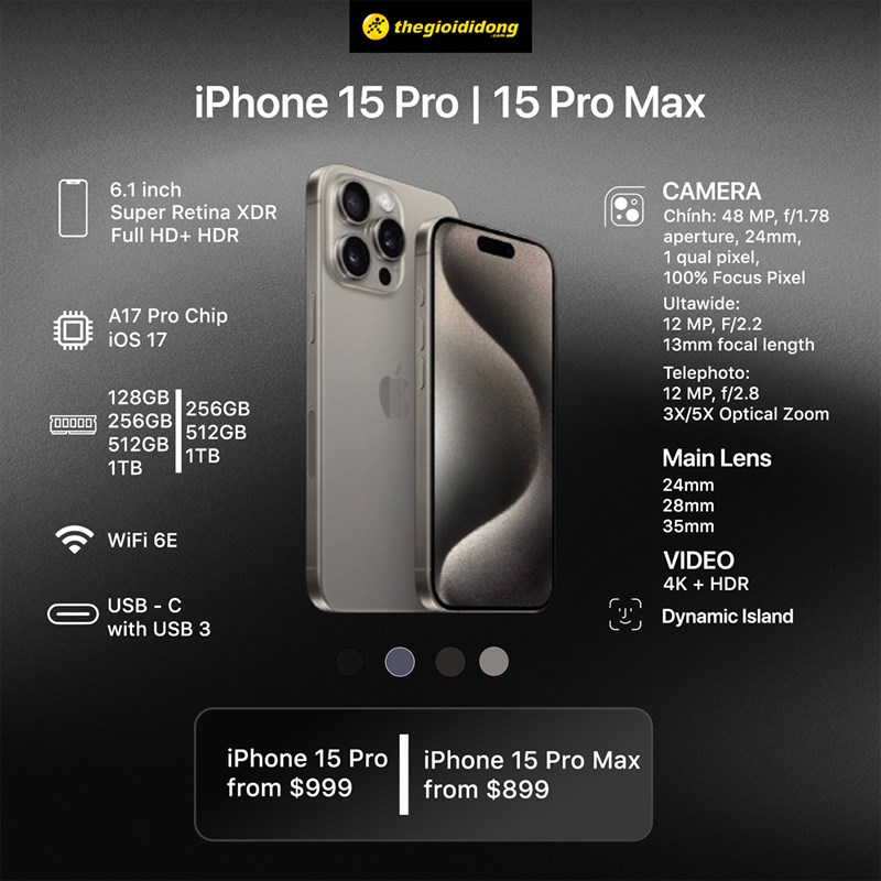 Ấn tượng đầu tiên iPhone 15 Pro: Thiết kế đổi mới với khung titan, Apple A17 Pro mạnh mẽ