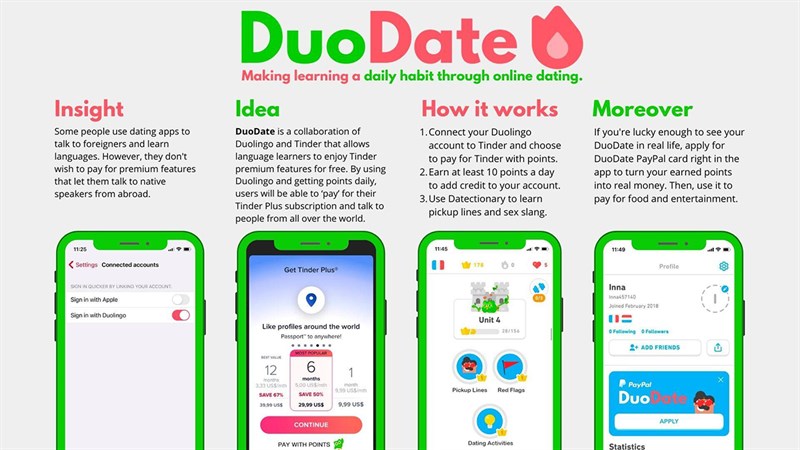 Chiến dịch DuoDate giúp học ngoại ngữ qua app hẹn hò