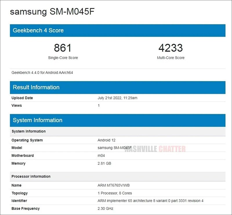 Galaxy M04 xuất hiện trên Geekbench