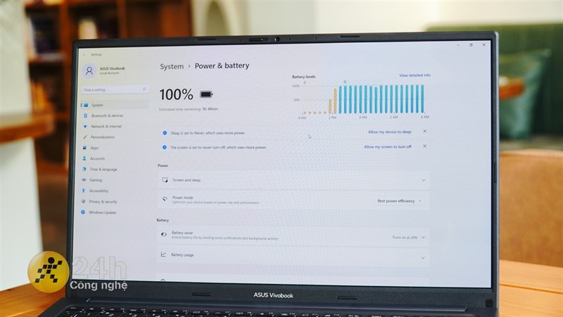 Thời lượng sử dụng pin của ASUS VivoBook 15X OLED rất ấn tượng. Thời lượng sử dụng pin của ASUS VivoBook 15X OLED rất ấn tượng.