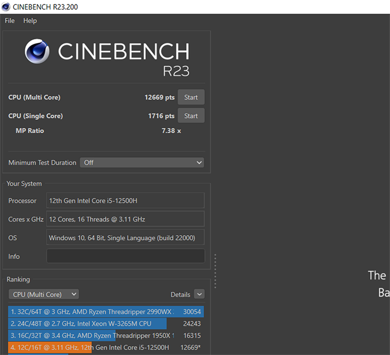 Điểm Cinebench R23 của VivoBook 15X OLED. Điểm Cinebench R23 của VivoBook 15X OLED.
