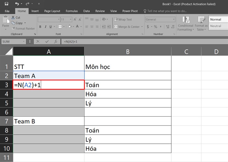 Cách đánh số thứ tự khi có dòng ngăn cách trong Excel Cách đánh số thứ tự khi có dòng ngăn cách trong Excel