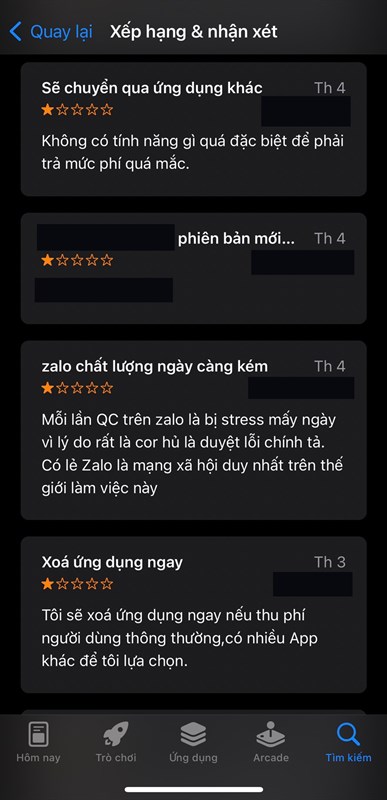 Zalo nhận bão 1 sao khi thu phí người dùng