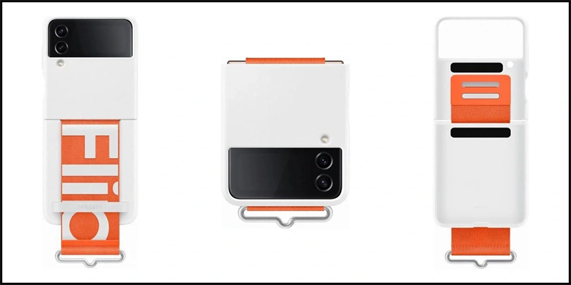 Samsung Galaxy Z Flip4 Strap Case White Orange