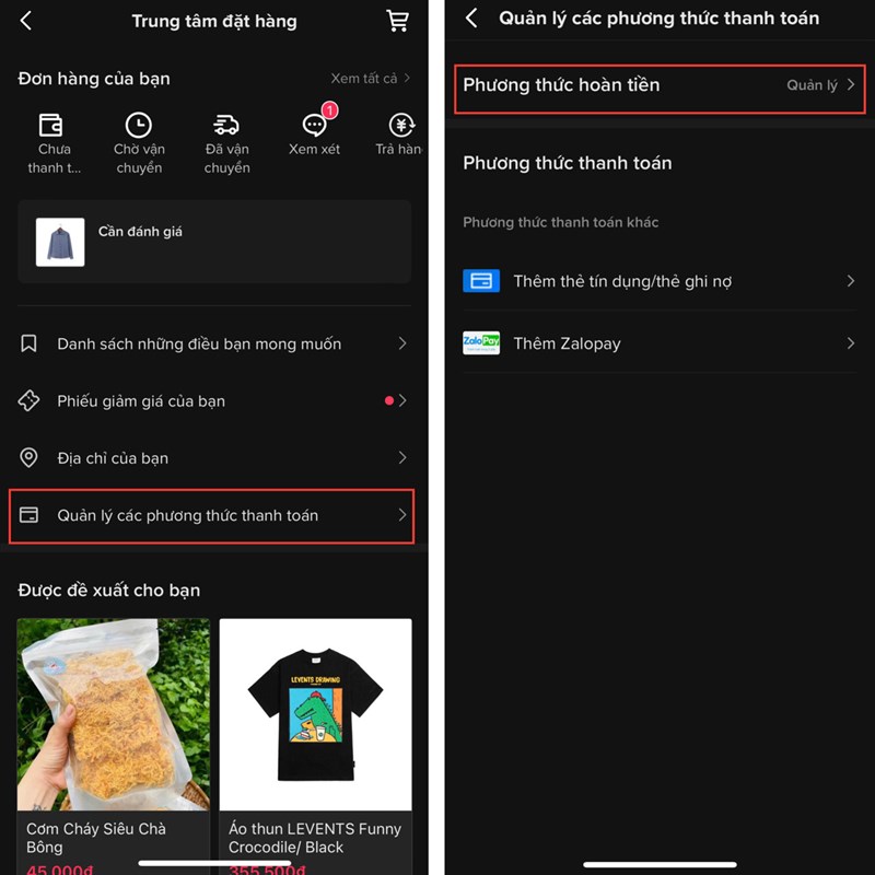 Cách thêm phương thức hoàn tiền trên TikTok Shop