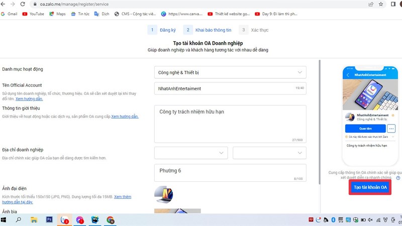 Cách tạo tài khoản và đăng ký Zalo Official Account cho doanh nghiệp Cách tạo tài khoản và đăng ký Zalo Official Account cho doanh nghiệp
