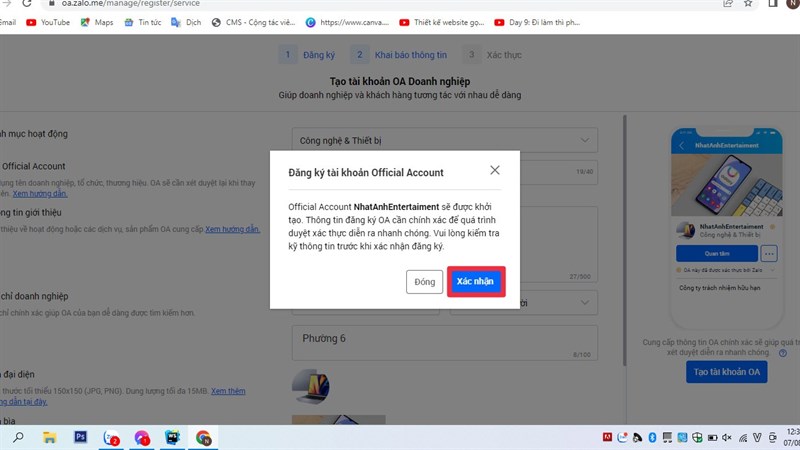 Cách tạo tài khoản và đăng ký Zalo Official Account cho doanh nghiệp Cách tạo tài khoản và đăng ký Zalo Official Account cho doanh nghiệp