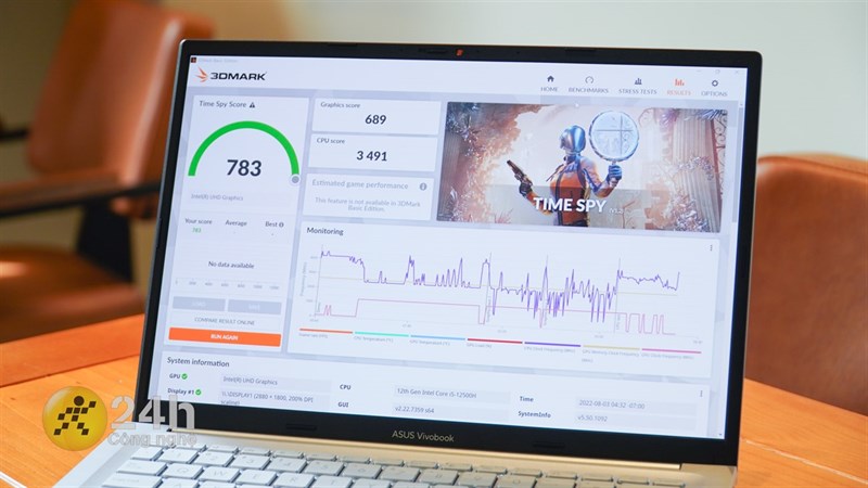 Kết quả những bài test đồ họa trên Vivobook 14X OLED khá thấp. Kết quả những bài test đồ họa trên Vivobook 14X OLED khá thấp.