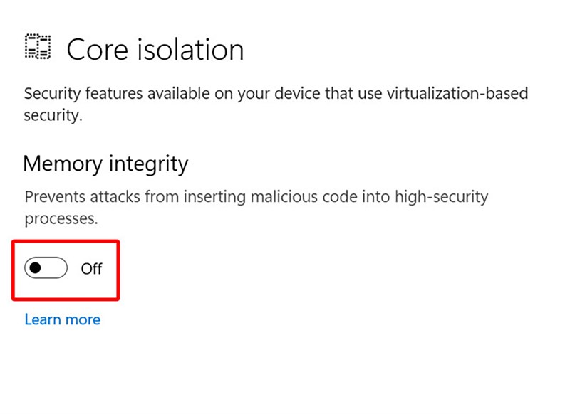 cách tắt Virtualization Based Security trên Windows 11