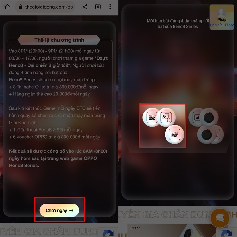 Cách tham gia minigame nhận OPPO Reno8 Cách tham gia minigame nhận OPPO Reno8