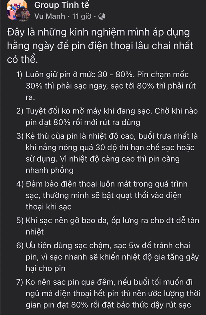 sạc pin sao cho đúng