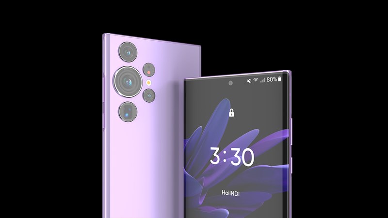 Concept Galaxy S23 Ultra Bora Purple có màn hình đục lỗ