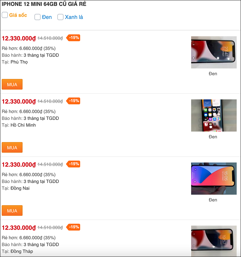 Giá bán iPhone 12 mini cũ rẻ bất ngờ nhờ ưu đãi giảm sốc 15%, mua ngay Giá bán iPhone 12 mini cũ rẻ bất ngờ nhờ ưu đãi giảm sốc 15%, mua ngay