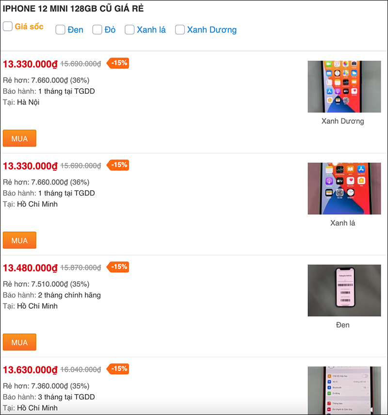 Giá bán iPhone 12 mini cũ rẻ bất ngờ nhờ ưu đãi giảm sốc 15%, mua ngay Giá bán iPhone 12 mini cũ rẻ bất ngờ nhờ ưu đãi giảm sốc 15%, mua ngay