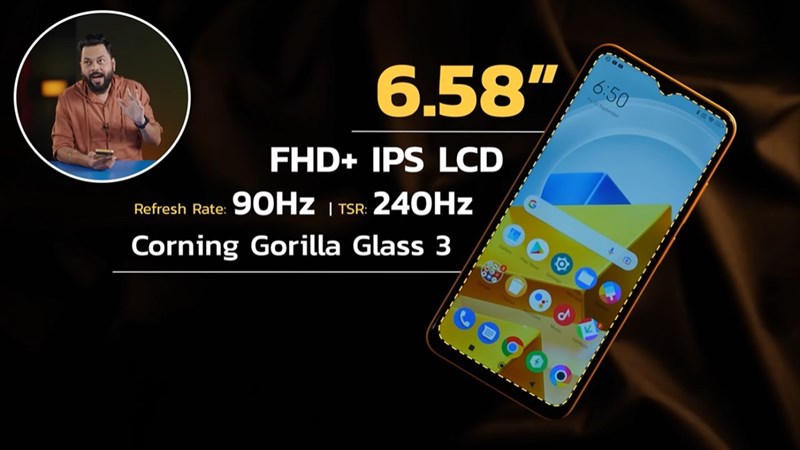 POCO M5 được trang bị màn hình kích thước khá lớn 6.58 inch cùng độ phân giải Full HD+. POCO M5 được trang bị màn hình kích thước khá lớn 6.58 inch cùng độ phân giải Full HD+.